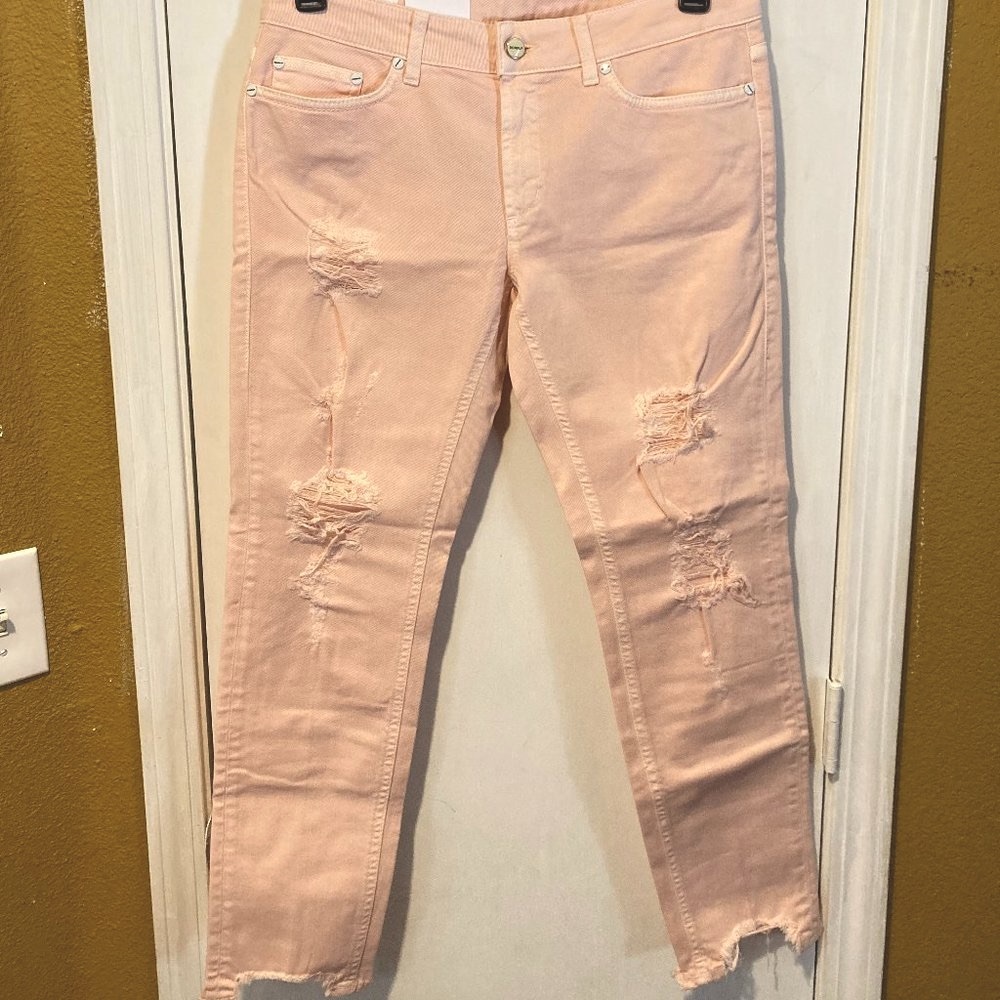Dondup women's size 32 light rose pink rip distressed MONROE jeans 32x28 32x29